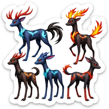 Darkrai-Xerneas-Yveltal-Houndoom-Meloetta-Fakémon-creature-hybrid-fusion, full body sticker