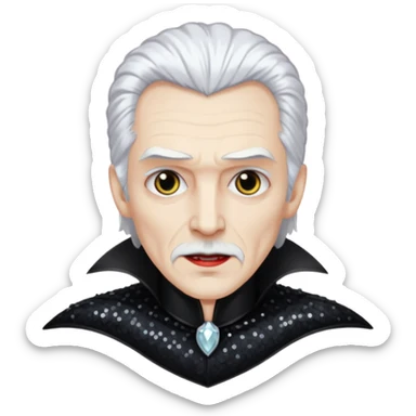 Dracula with white hair, black sequin outfit sticker