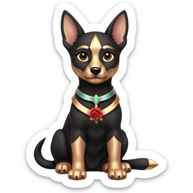  Short-eared Black lapis rose gold beautiful female lap anubis puppy floor statue posed  sticker