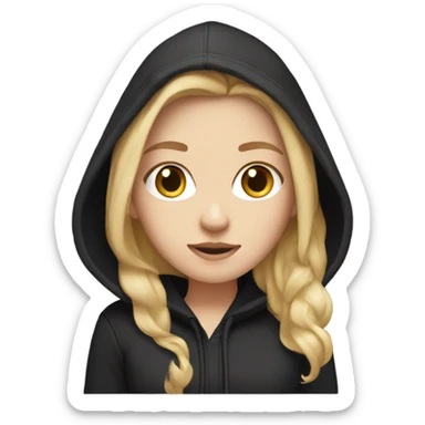 White girl with blond hair in a black hoodie sticker