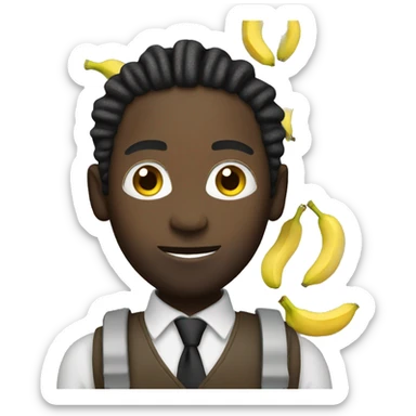 black man with dreads holding banana sticker