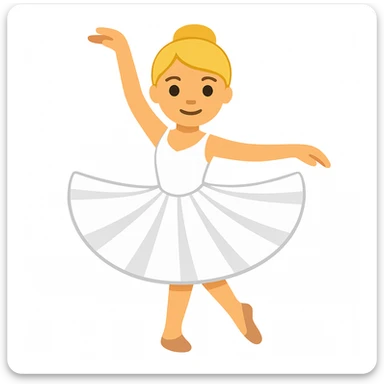 Make another blonde female ballet dancer in a white dress, similar style and pose to the reference image, in emoji style. The style should mimic the look of apple style emojis with simple and concise features. sticker