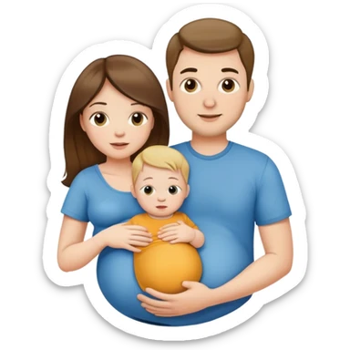 Pregnant girl, husband, baby boy sticker
