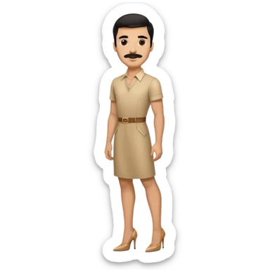 Man in high heels light brown dress with black hair and mustache  sticker
