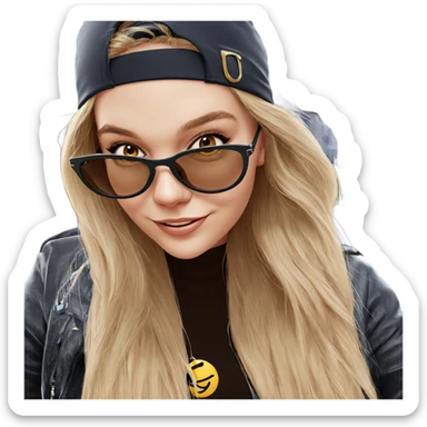 smiling girl with sunglasses sticker