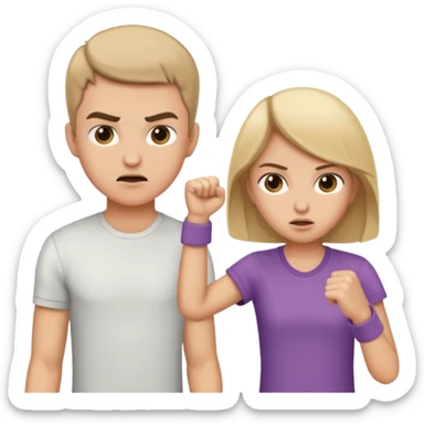 brother and sister fighting  sticker