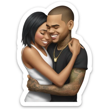 Hyper Realistic Chris Brown hugging Karruche Tran sticker