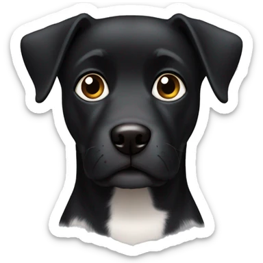  black dog, body black, black head, paw white and chest white, big brown eyes sticker