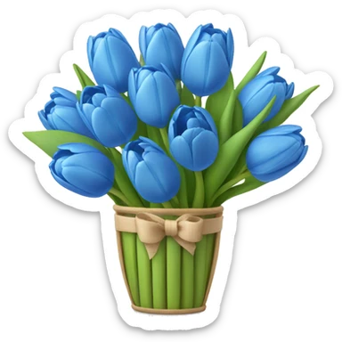Blue tulips bouquet  sticker