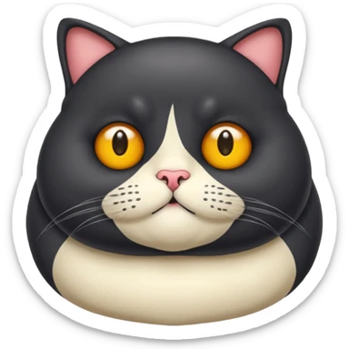 Un gato negro gordito con los ojos de color amarillos sentado sticker