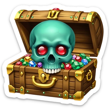 Human skull inlaid with gemstones in jungle treasure sticker