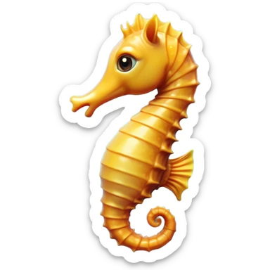 Cinematic Comical Sea Horse Portrait Emoji, Head tilted dramatically with an exaggeratedly amused expression, featuring a delicately curved seahorse with a whimsically coiled tail and wide, comically expressive eyes full of playful disbelief, Simplified yet hilariously expressive features, highly detailed, glowing with a slightly sassy aquatic glow, high shine, dramatic yet playful, stylized with an air of quirky marine mischief, soft glowing outline, capturing the essence of a meme-worthy seahorse that looks ready to drift its way into viral fame! sticker