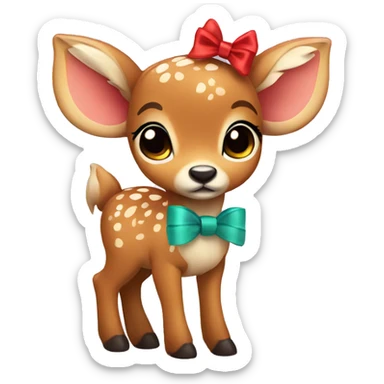 Cute Fawn with bow  sticker