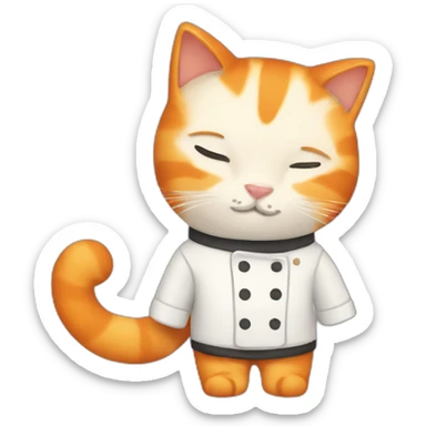 sleepy orange cat with chef attribute sticker