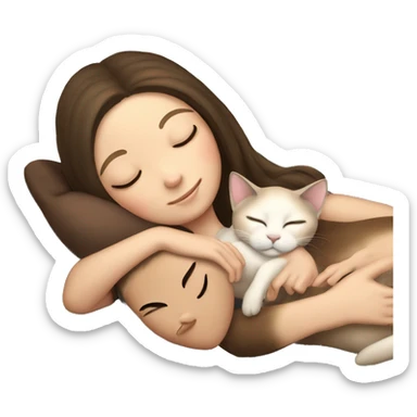 Siamese kitty sleeping on brunette white girl's lap sticker