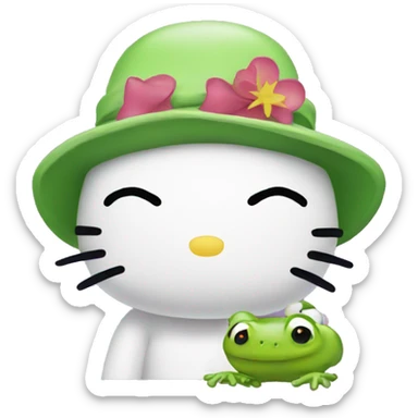 Hello kitty with frog hat  sticker