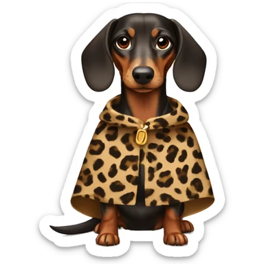 Dachshund wearing Leopard Print Cape  sticker