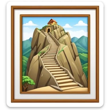 Guatapé Rock Landmark Emoji – Depicting the monolithic rock with its zigzagging staircase. sticker