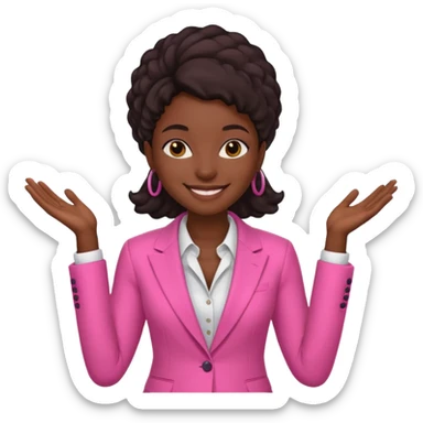 Darkskin black woman wearing a pink suit sticker