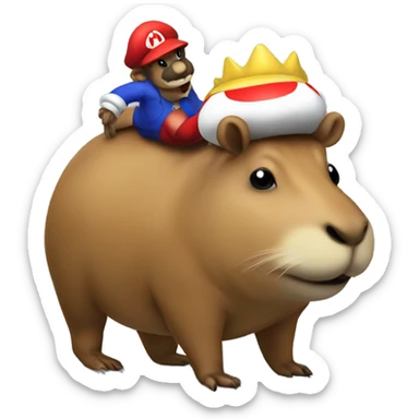 capybara on top of toad mario sticker