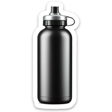 Waterbottle black with screw top silver lid sticker