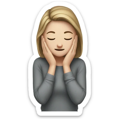  White girl ashamed of herself of hiding face in hands sticker