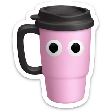 pink travel mug with a handle - no face sticker