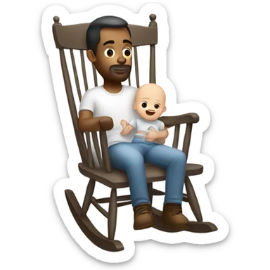 White man rocking white baby in grey rocker  sticker