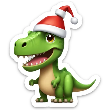 Dino with a Santa hat sticker