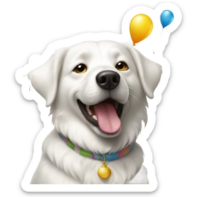 white dog throwing a party  sticker