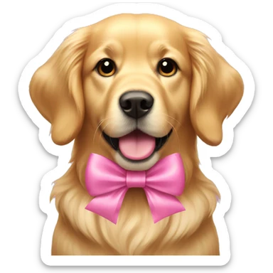 Golden retriever with pink bow sticker