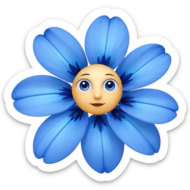 blue flowers with eyes sticker