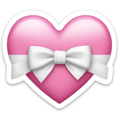 pink heart with white bow sticker