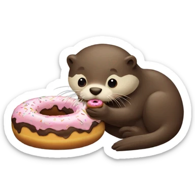 I see Otter eating a chocolate doughnut sticker