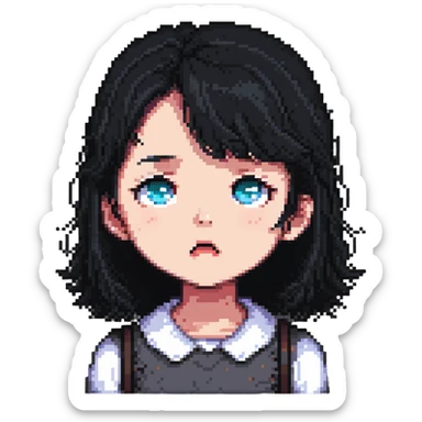 confused black-haired girl with 'I don't know what I want to do' expression sticker