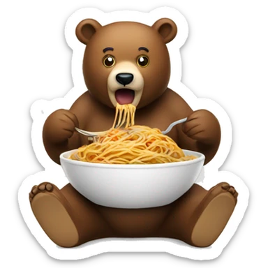 A bear eating spaghetti  sticker