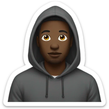 Black man with a hoodie that says piek on it sticker