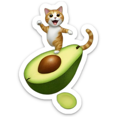 a cat dancing on an avocado sticker
