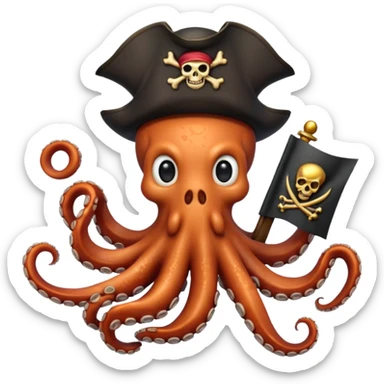 pirate octopus holding a treasure map sticker