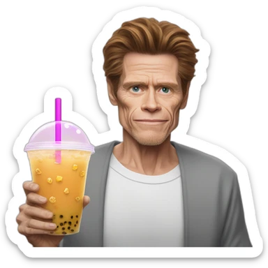 willem dafoe as bubble tea sticker
