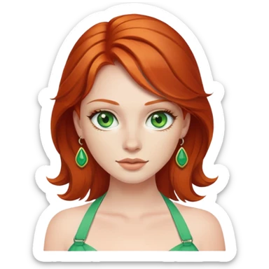redhead on knees green eyes halter top sticker