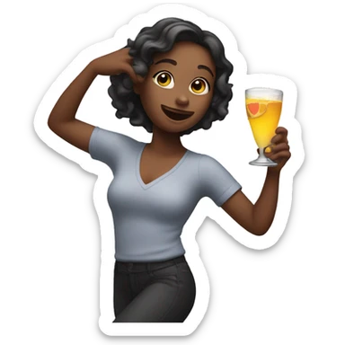 A girl with a drink in hand dancing sticker