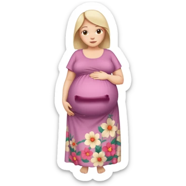 very heavily pregnant overdue woman with very  very big and large belly  sticker