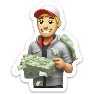 zomato delivery boy with money rain sticker