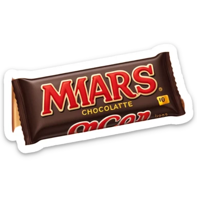 Draw a Mars bar in its classic black wrapper with bold red logo. sticker