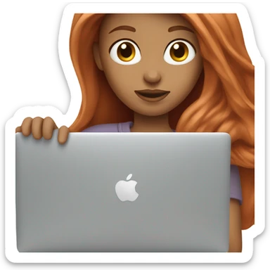 Red-haired girl with a MacBook sticker