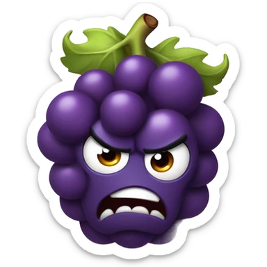 angry grape with horns sticker
