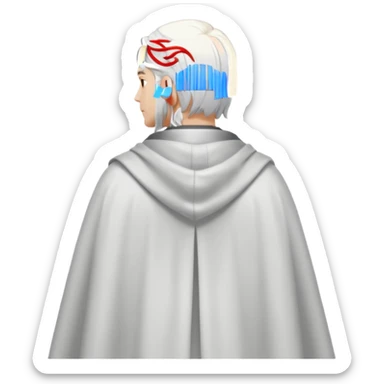 fullbody in frame silverhair god ZEUS, white cape, standing still backview sticker