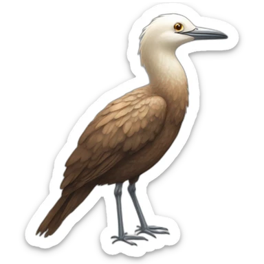 fluffy wet brown sea bird with white flecks and long legs and long upturned beak sticker