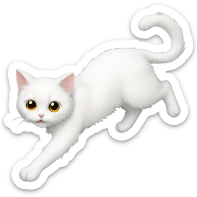 Fluffy white cat sliding down stairs sticker